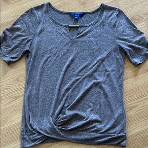 Apt. 9 Heather Gray Short Sleeve Twist Front Top